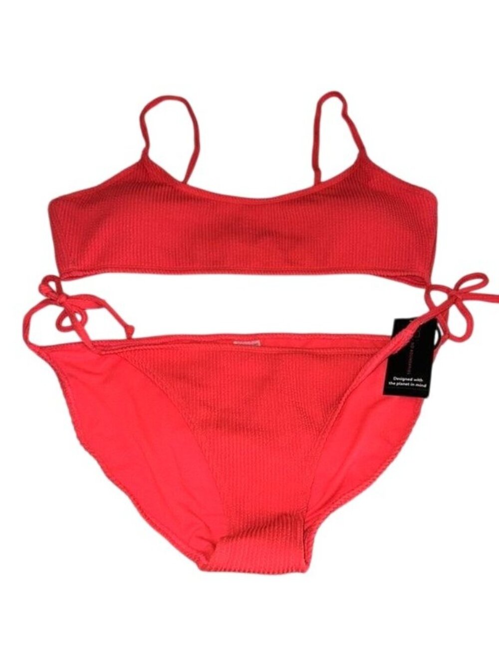 No Boundaries Womens Recycled Polyester Bikini Set Size 19 Red